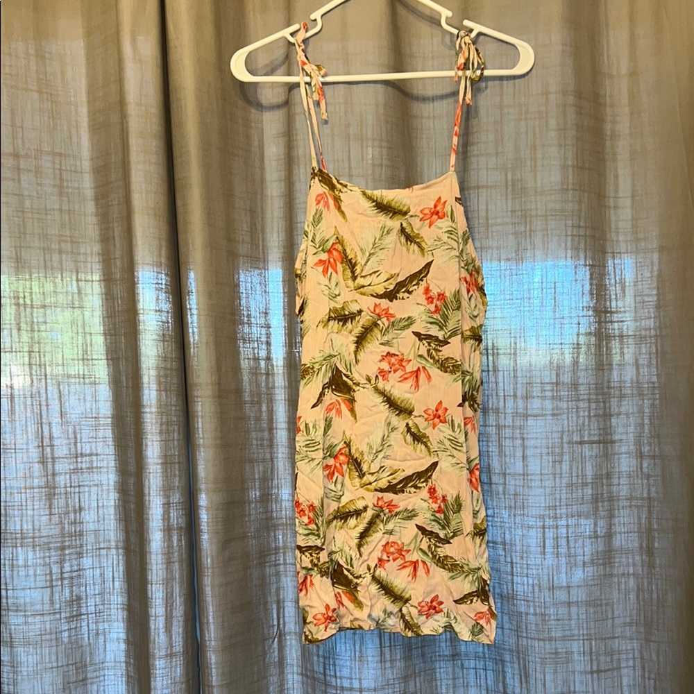 Tropical Print Spaghetti Strap Dress